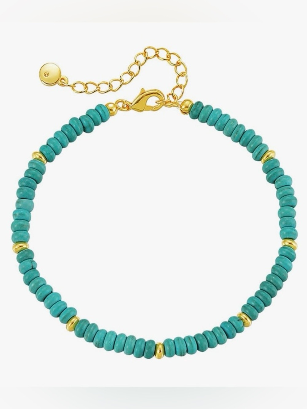 RETAIL 💰280 18K GOLD PLATED Adjustable  Turquoise Beaded Handmade Bracelet